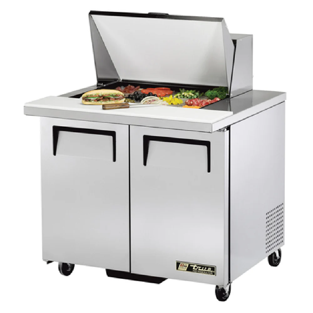 True Refrigeration TSSU-36-12M-B-HC 36 Inch Mega Top Sandwich Unit with Poly Pans