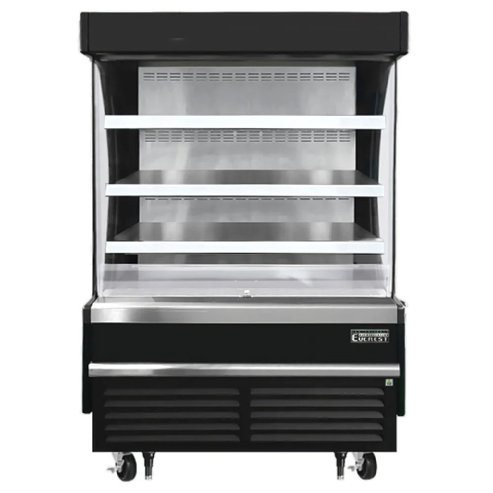 Everest Refrigeration EOMV-48-B-28-S 48 Inch Vertical Open Display Merchandiser 12.2 cu ft Stainless Steel Black with Adjustable Shelves Everest Refrigeration EOMV-48-B-28-S 48 Inch Vertical Open Display Merchandiser 12.2 cu ft Stainless Steel Black with Adjustable Shelves