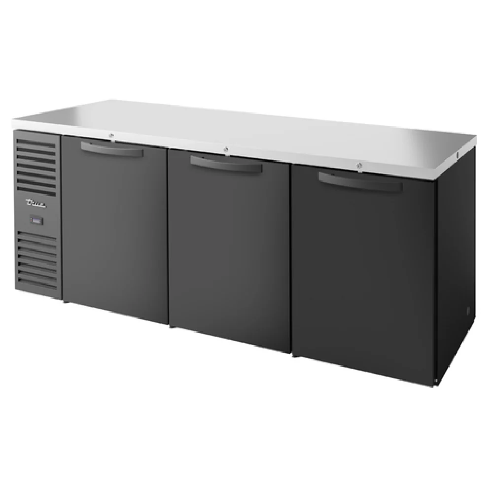 True Refrigeration TBR84-PTSZ1-L-B-GGG-GGG-1 84 Inch Refrigerated Back Bar Cooler Pass-Thru 3 Sections Black Powder Coated with Adjustable Shelves True Refrigeration TBR84-PTSZ1-L-B-GGG-GGG-1 84 Inch Refrigerated Back Bar Cooler Pass-Thru 3 Sections Black Powder Coated with Adjustable Shelves