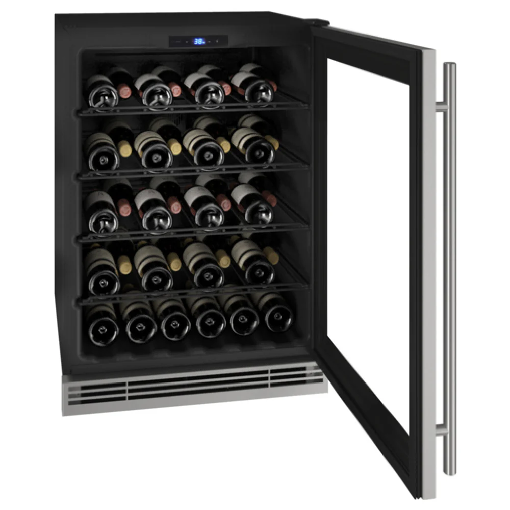 U-Line Corporation UHWC024-SG01A 24 Inch Undercounter Wine Refrigerator Black Stainless Steel