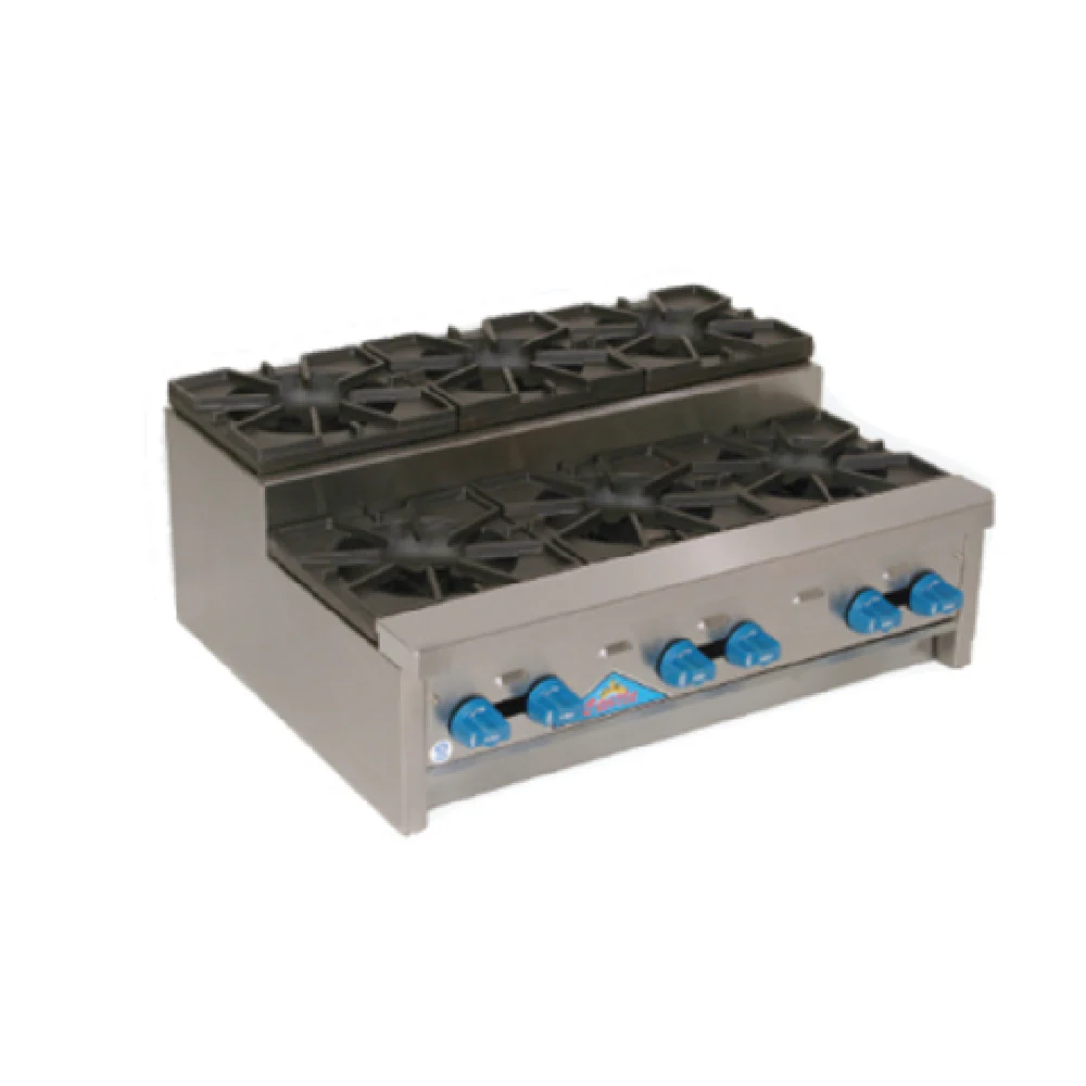 Comstock-Castle SUFHP36 36 Inch Hotplate Gas Step-Up Saute Countertop 6 Burner 144000 BTU