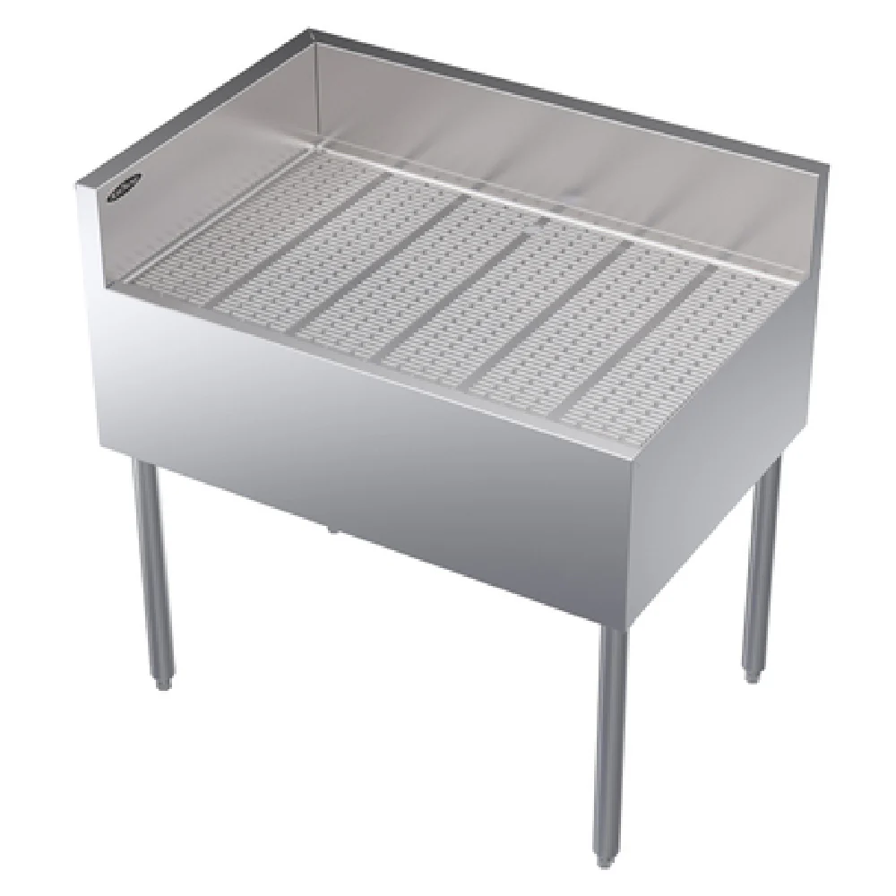 Krowne KR24-C36L 36 Inch Underbar Corner Drainboard Free Standing Stainless Steel with 1 Inch Drain