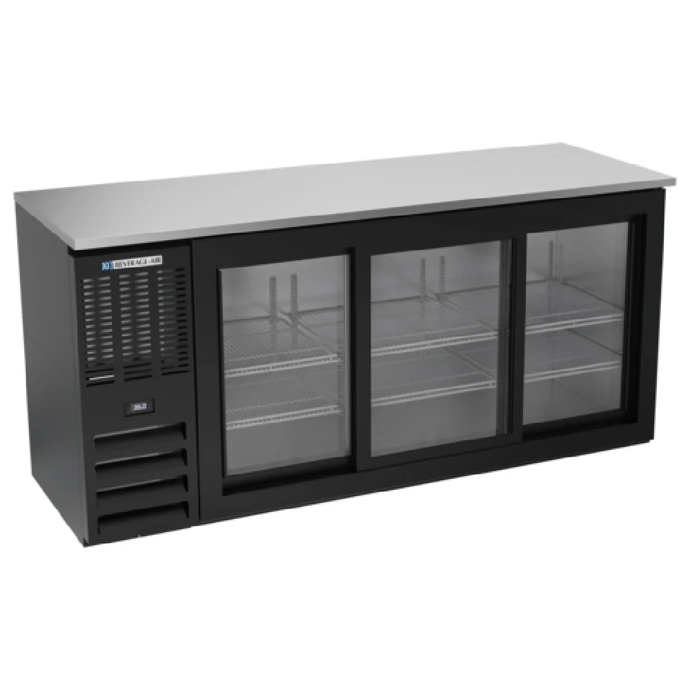 Beverage Air BBN72HC-F-GS-B Refrigerated Food Rated Back Bar Storage Cabinet Three-section