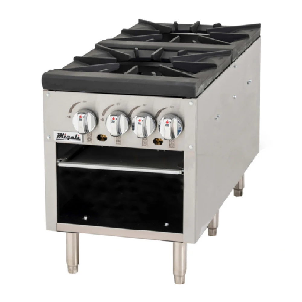 Migali Industries C-SPS-2-18 18 Inch Countertop Gas Stock Pot Range with 4 Burners 160000 BTU