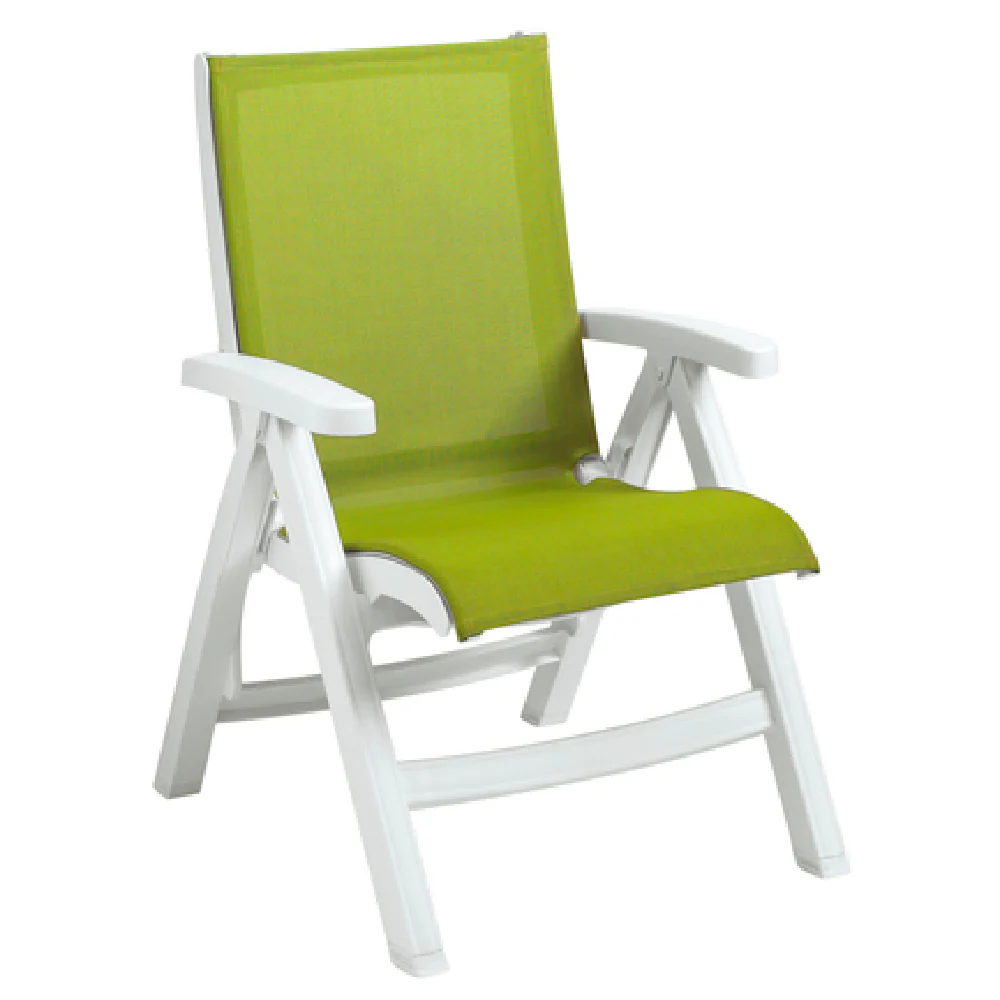 Grosfillex UT003004 21 Inch Midback Folding Chair Sling White Frame Fern Green