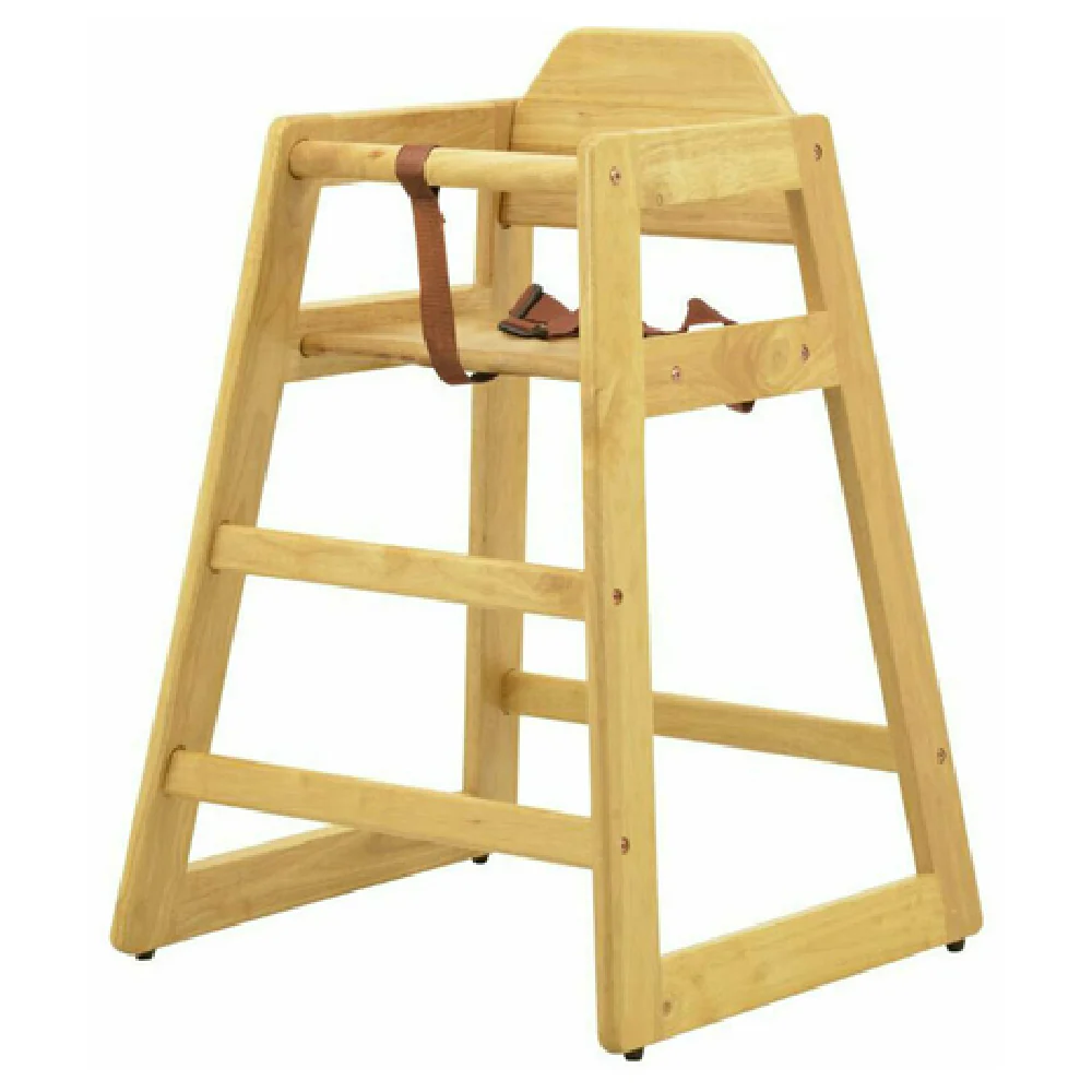 Omcan 80610 20 Inch High Chair Wood Rounded Corners Nylon Harness Natural Finish Omcan 80610 20 Inch High Chair Wood Rounded Corners Nylon Harness Natural Finish