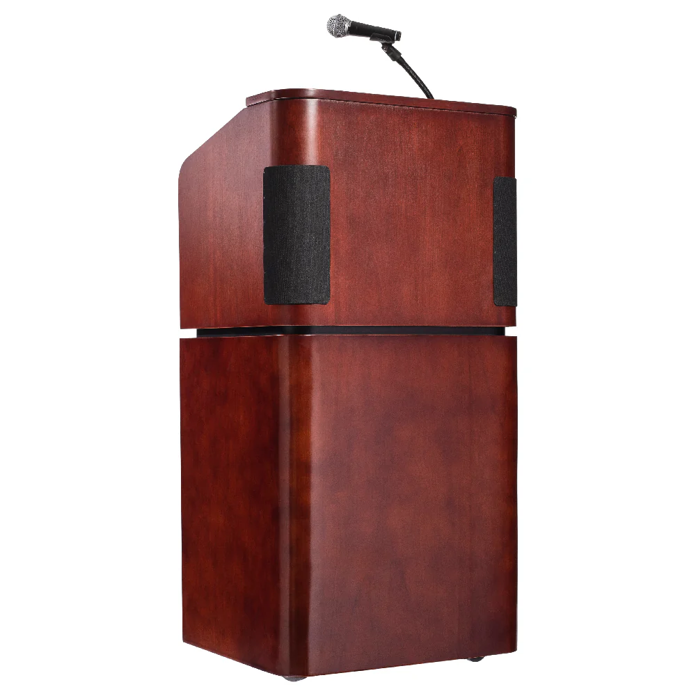 National Public Seating 950/901-MY/WT 24 Inch Wood Podium Lectern with Sound System