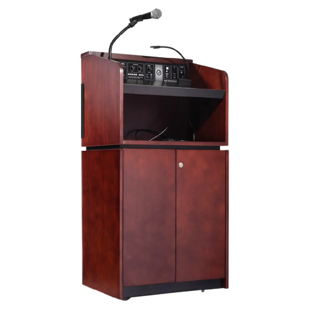 National Public Seating 950/901-MY/WT 24 Inch Wood Podium Lectern with Sound System National Public Seating 950/901-MY/WT 24 Inch Wood Podium Lectern with Sound System