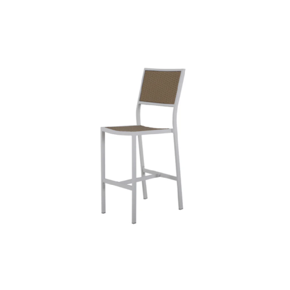 Plantation Prestige Commercial Furniture 8760300-0252 18 Inch Bar Stool Armless Stackable Aluminum and Honey Woven White Finish