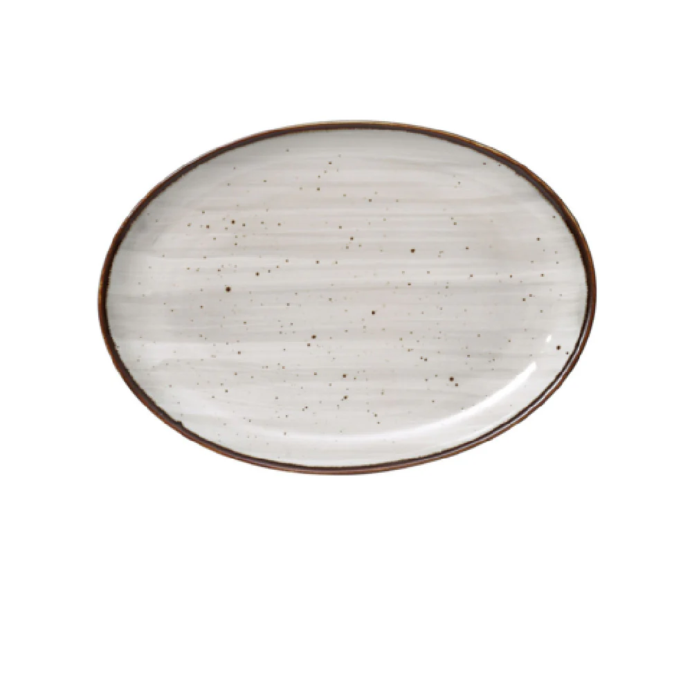 Yanco LY-2108 8 Inch Oval Platter Coupe Dishwasher Oven Microwave Safe Porcelain Brown Speckled Yanco LY-2108 8 Inch Oval Platter Coupe Dishwasher Oven Microwave Safe Porcelain Brown Speckled
