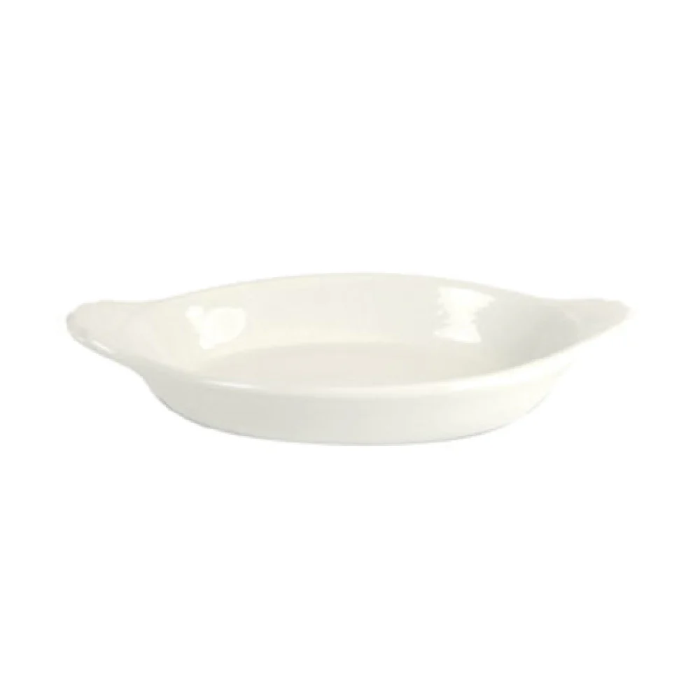 International Tableware WRO-15-EW 15 Oz Oval Rarebit with Handles Porcelain European White
