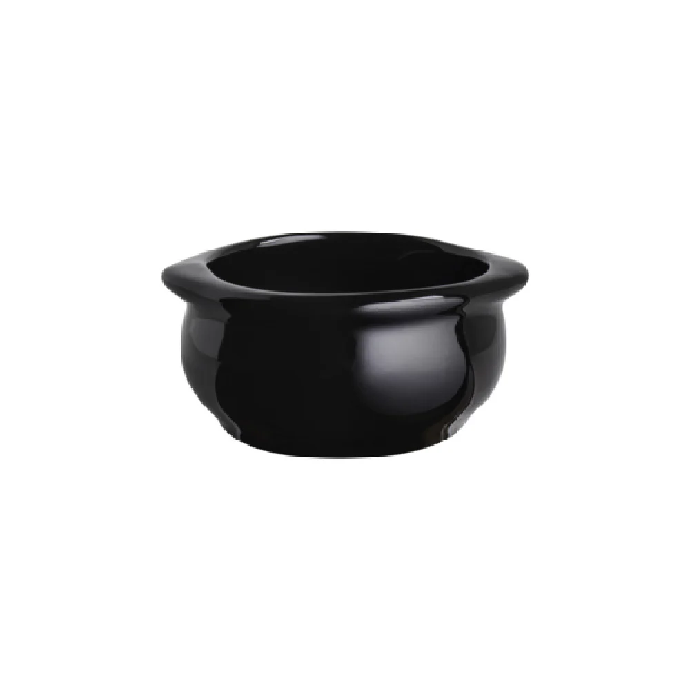 Steelite DCI12ABK 7 Oz Onion Soup Crock 4-1/2 Inch With Handle Ceramic Black