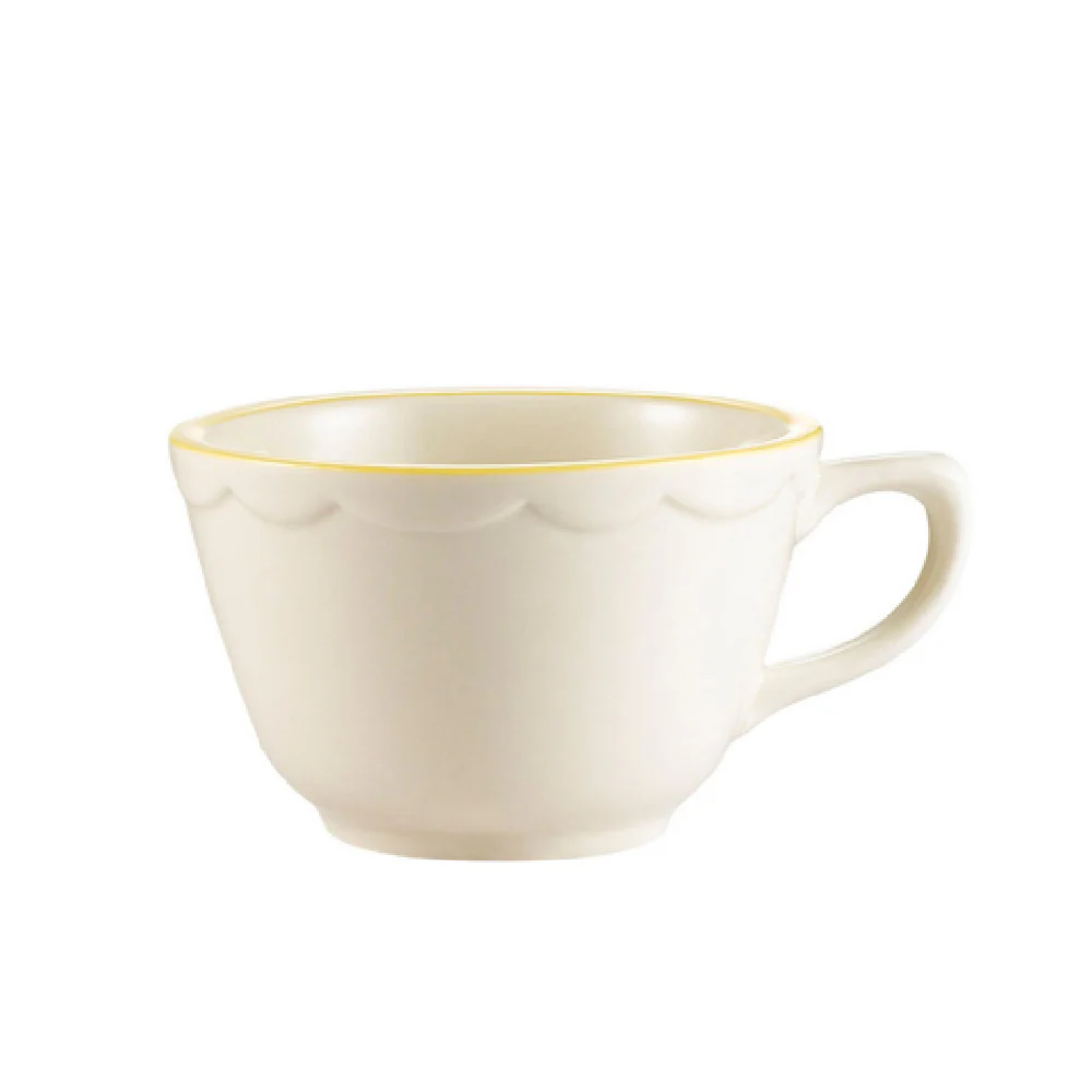 CAC China SC-1G 7 Oz Seville Coffee Cup Round Tall Scallop Edge Stoneware
