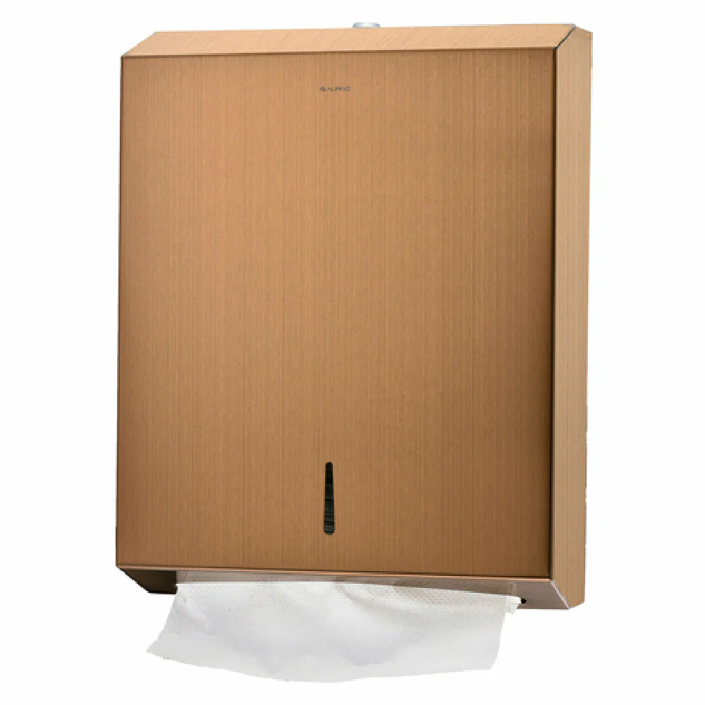 Alpine Industries ALP480-COP 11-1/5 Inch Manual Paper Towel Dispenser Stainless Steel Brushed Copper with Lock and Key