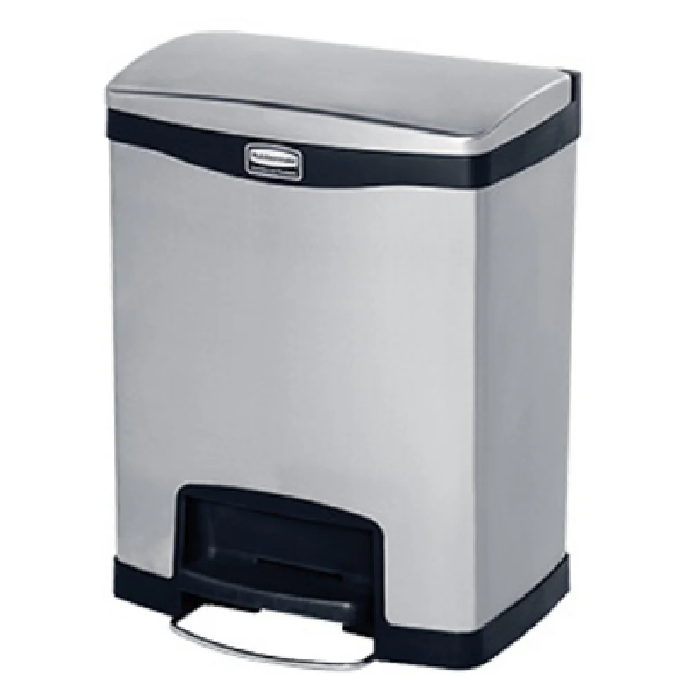 Rubbermaid Commercial Products 1901985 16 Inch Stainless Steel Trash Receptacle with Hands Free Hinged Lid Rubbermaid Commercial Products 1901985 16 Inch Stainless Steel Trash Receptacle with Hands Free Hinged Lid