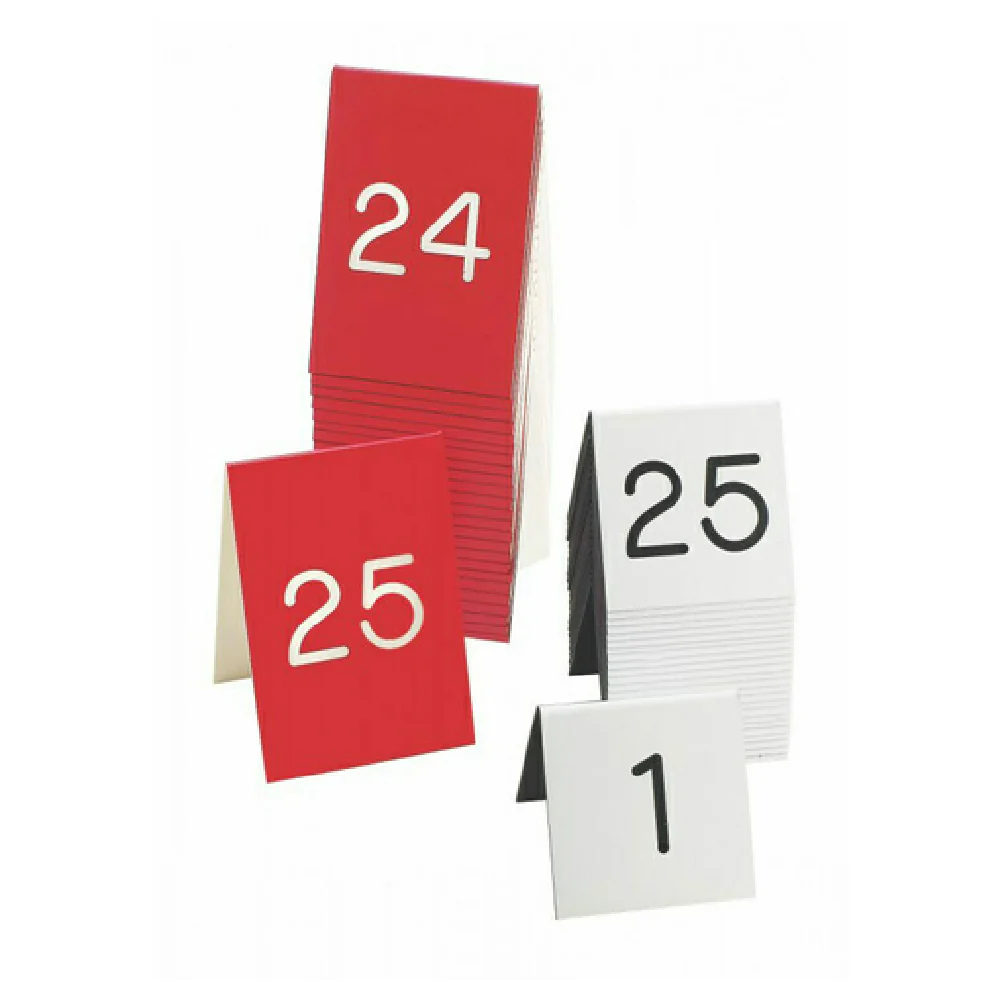 Cal Mil 271A-1 3-1/2 Inch Engraved Number Tent Set Red and White Plastic with #1 to #25 Cal Mil 271A-1 3-1/2 Inch Engraved Number Tent Set Red and White Plastic with #1 to #25