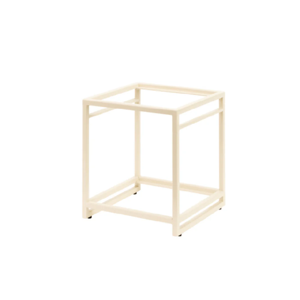 Steelite 7365MW343 13.875 Inch Square Tiered Riser Metal Ivory Pivot