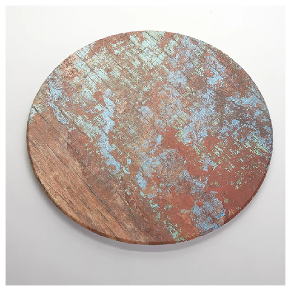 American Metalcraft RM21 21-1/2 Inch Diameter Round Serving Board Melamine Reclaimed Wood