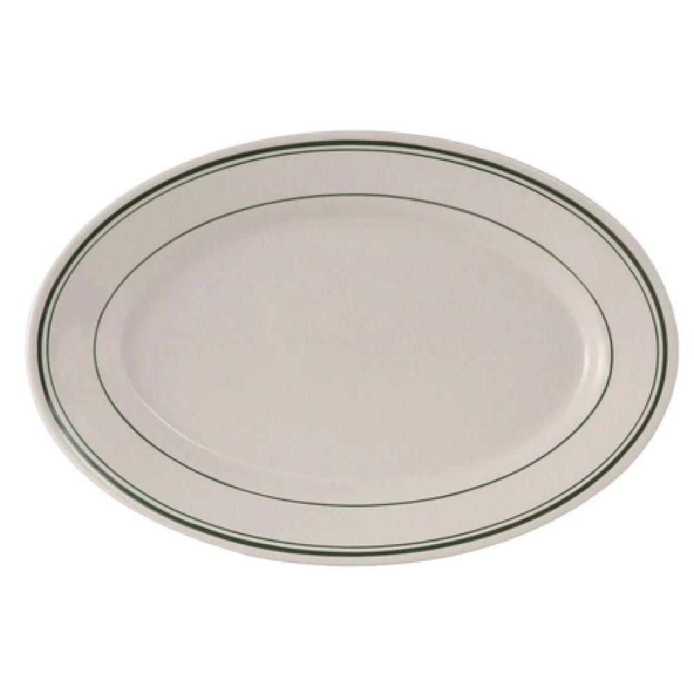 Tuxton TGB-039 13-1/2 Inch Oval Platter with Wide Rim and Rolled Edge Ceramic Tuxton TGB-039 13-1/2 Inch Oval Platter with Wide Rim and Rolled Edge Ceramic