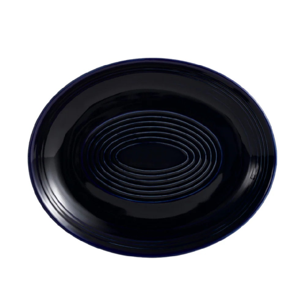 CAC China TG-14C-CBU 12 Inch Oval Coupe Embossed Platter Porcelain Cobalt Blue CAC China TG-14C-CBU 12 Inch Oval Coupe Embossed Platter Porcelain Cobalt Blue