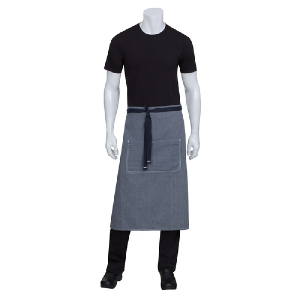 Chef Works AW051IBL0 31-1/2 Inch Waist Apron Contrast Tape Indigo Blue