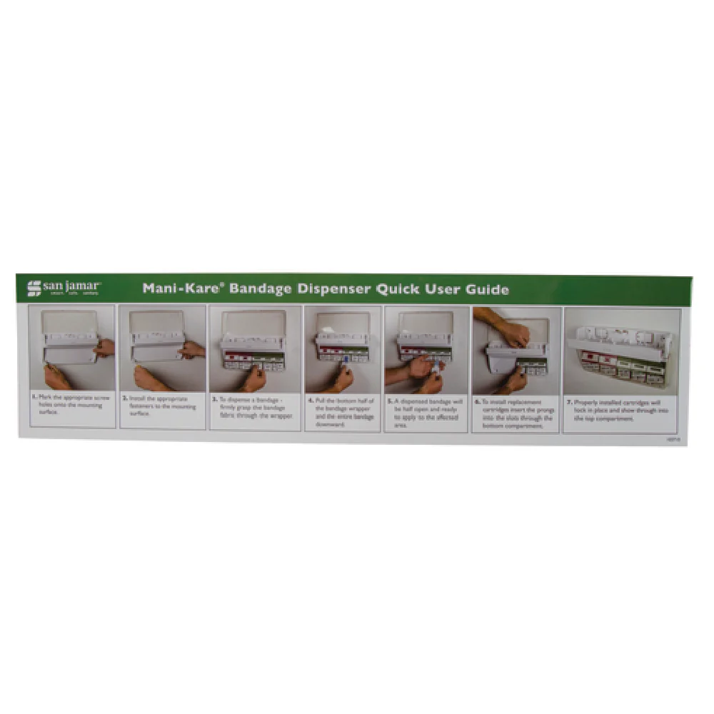 San Jamar MKQUG 3 Inch x 12 Inch Laminated Mani-Kare Bandage Dispenser Guide