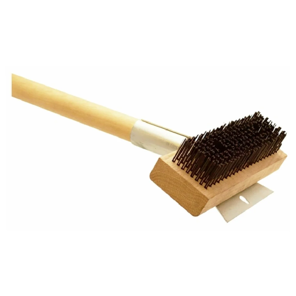 Omcan 44216 30 Inch Handle with Scraper Round Carbon Steel Wire Brush