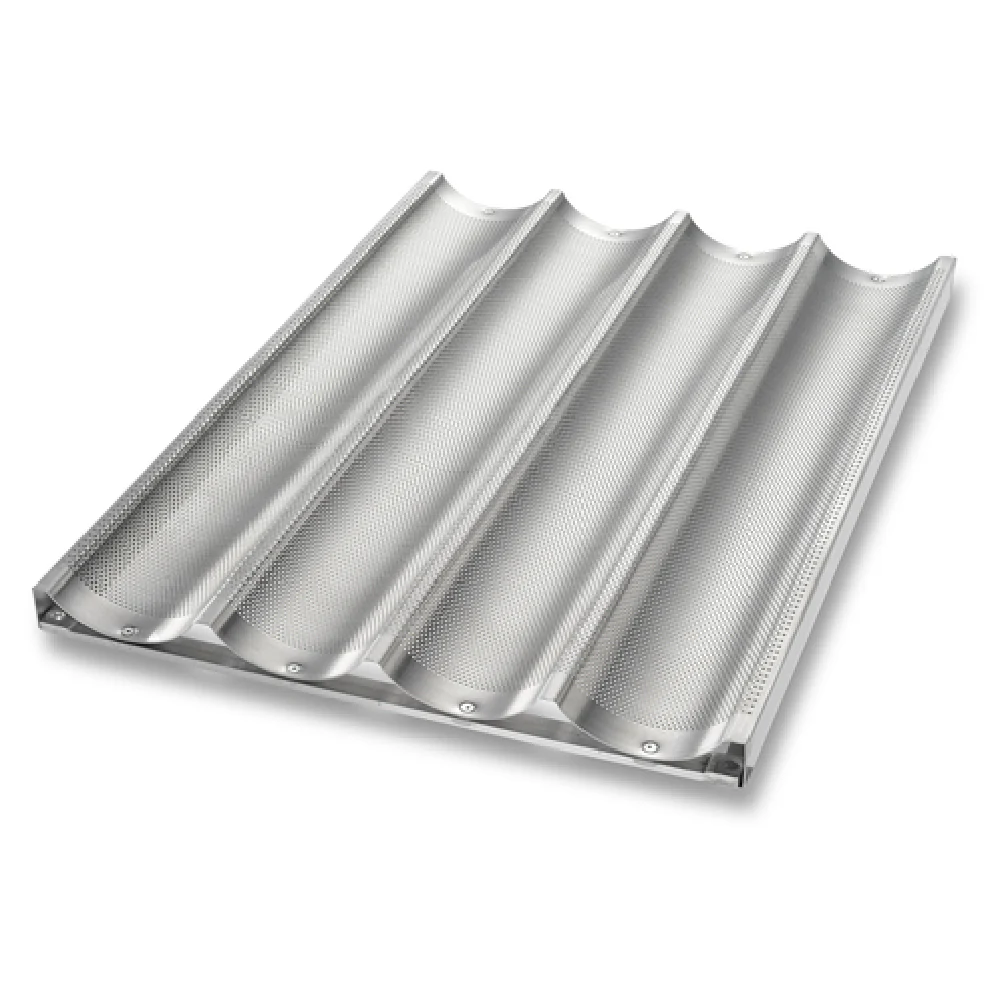 Chicago Metallic 49034 17-3/4 Inch Baguette Pan 4 Compartment Aluminum with Glaze Chicago Metallic 49034 17-3/4 Inch Baguette Pan 4 Compartment Aluminum with Glaze