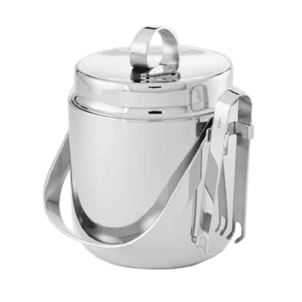 American Metalcraft DWIB40 40 Oz. Round Ice Bucket with Ice Tong Stainless Steel