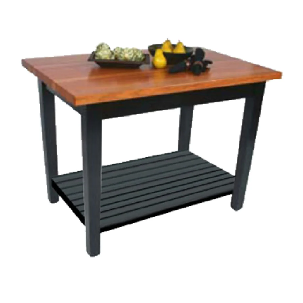John Boos RN-C3624-S 36 Inch Table Utility Cherry with Black Base and Undershelf John Boos RN-C3624-S 36 Inch Table Utility Cherry with Black Base and Undershelf