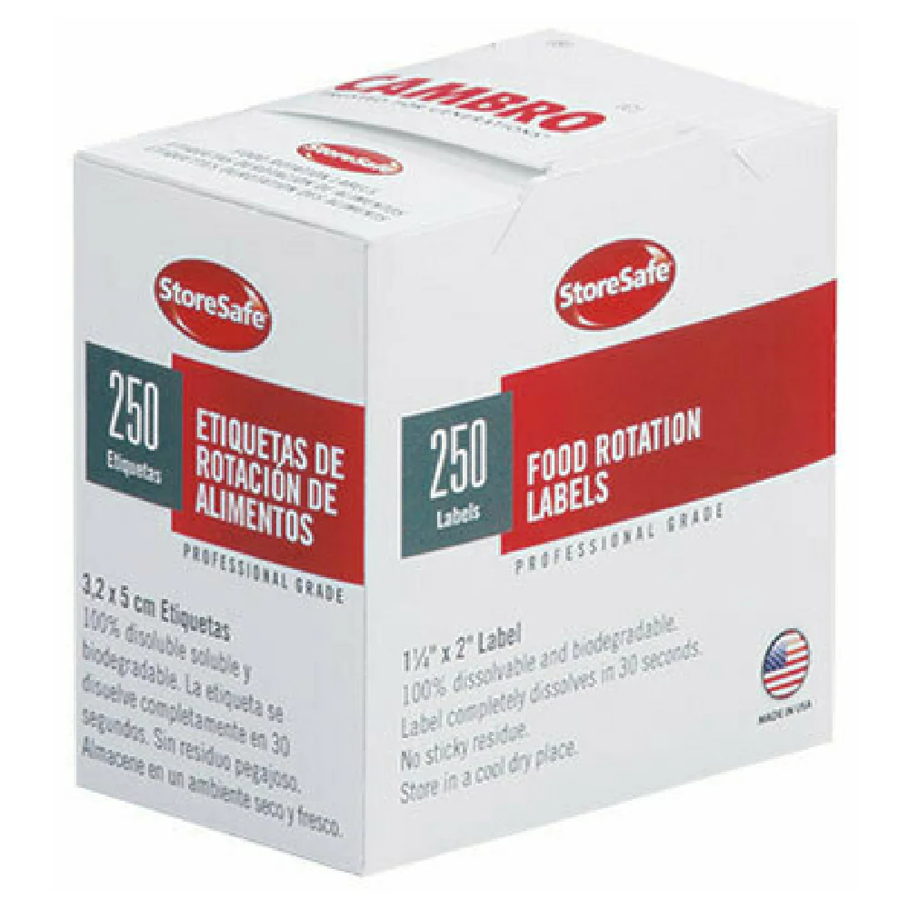 Cambro 1252SLB250 1-1/4 Inch x 2 Inch StoreSafe Food Rotation Label 250 Labels