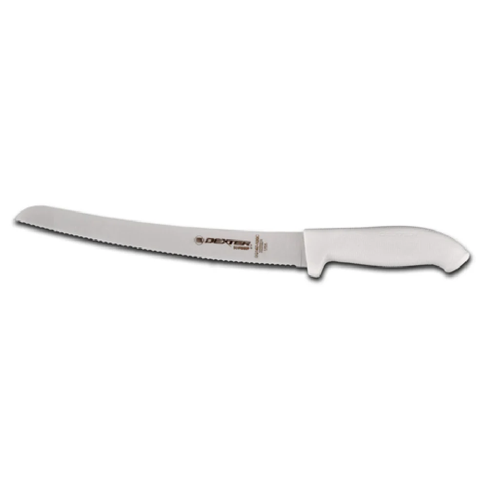 Dexter Russell SG147-10SC-PCP 10 Inch Curved Bread Knife High Carbon Steel Rubber Handle White