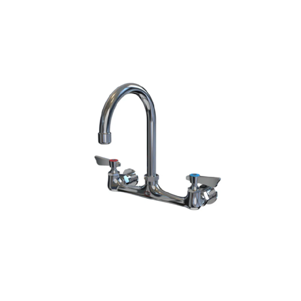 NBR Equipment P3W8S5G 8 Inch Wall Mount Faucet Gooseneck Spout Lead Free NSF