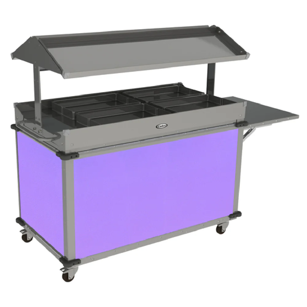Cadco CBC-GG-B4-L7 85 Inch MobileServ Standard Merchandising Cart with Purple Laminate Cadco CBC-GG-B4-L7 85 Inch MobileServ Standard Merchandising Cart with Purple Laminate
