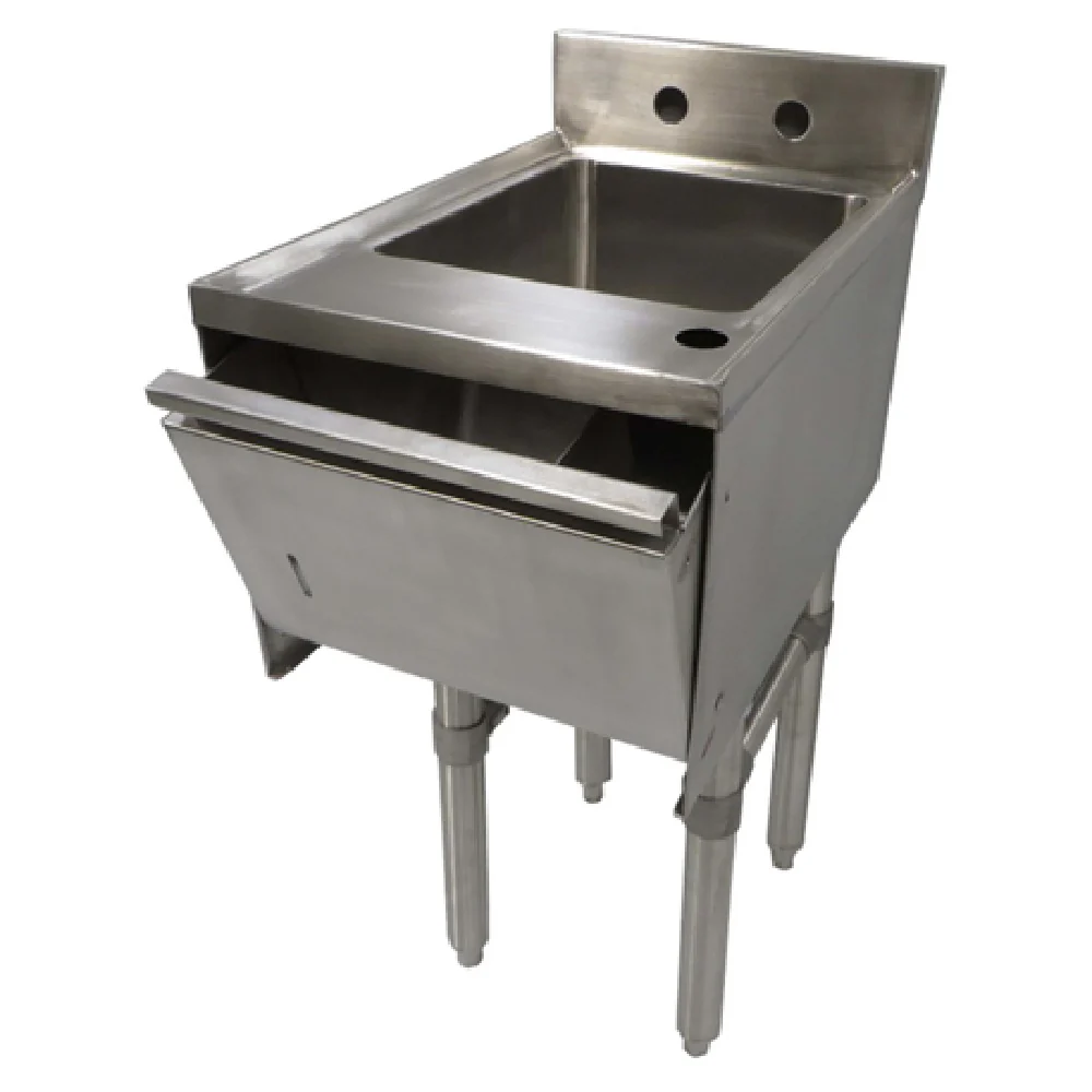 NBR Equipment UW-1-1012-1521-TDV 15 Inch Underbar Hand Sink Stainless Steel with Backsplash NBR Equipment UW-1-1012-1521-TDV 15 Inch Underbar Hand Sink Stainless Steel with Backsplash