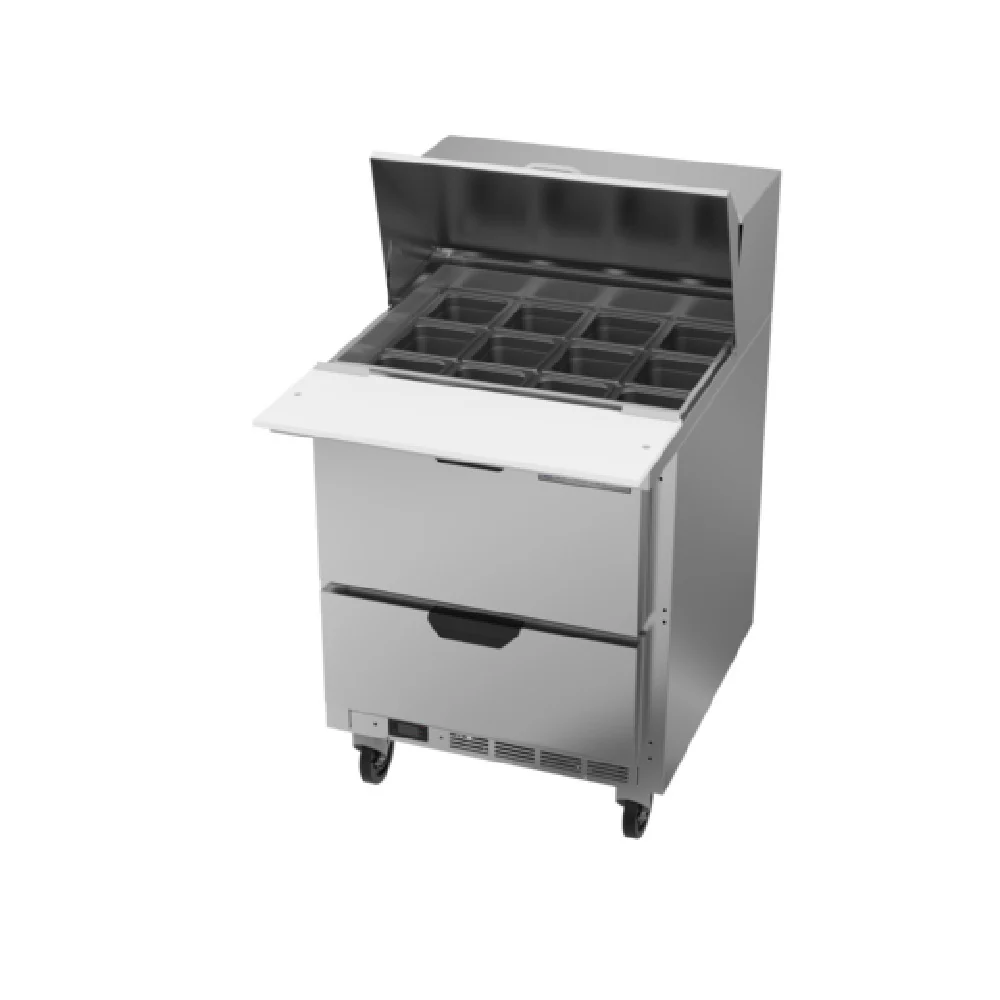 Beverage Air SPED27HC-12M-B 27 Inch Mega Top Refrigerated Counter 6.9 cu ft with 2 Drawers