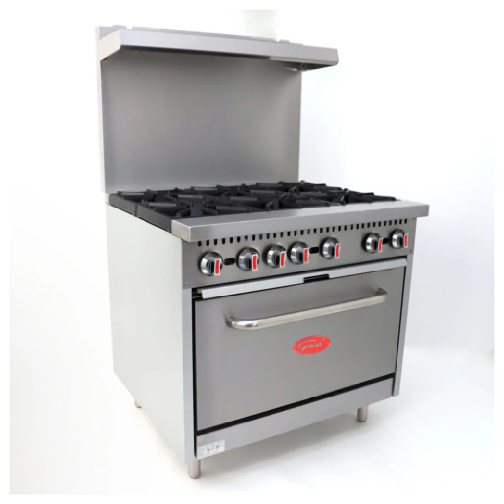 General GR6-36LP 36 Inch gas Range with 6 Burners 30kBTU and 20 Inch Oven