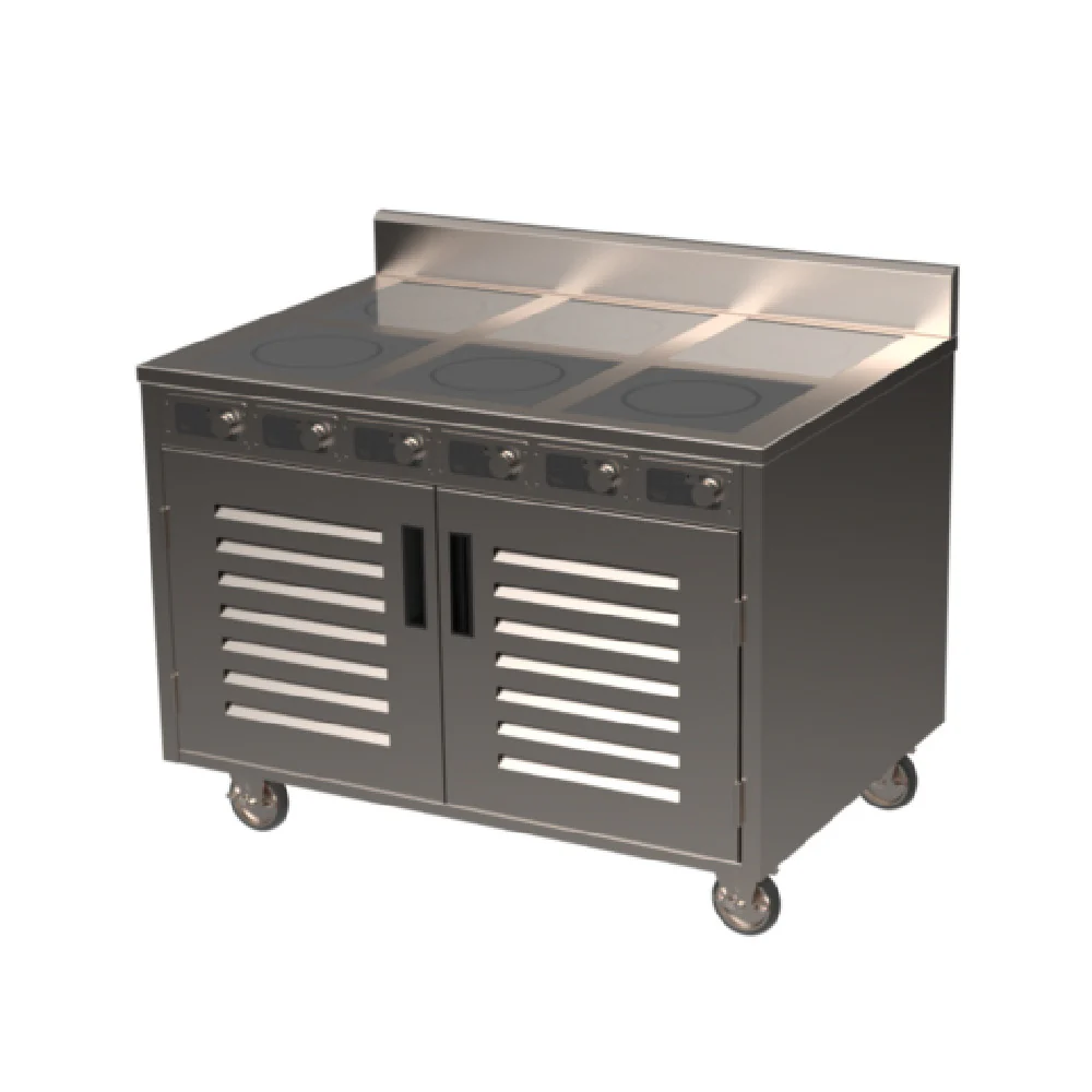 Spring USA BOH-3500DC-6 48 Inch Electric Induction Cooking Cart with 6 Burners Spring USA BOH-3500DC-6 48 Inch Electric Induction Cooking Cart with 6 Burners