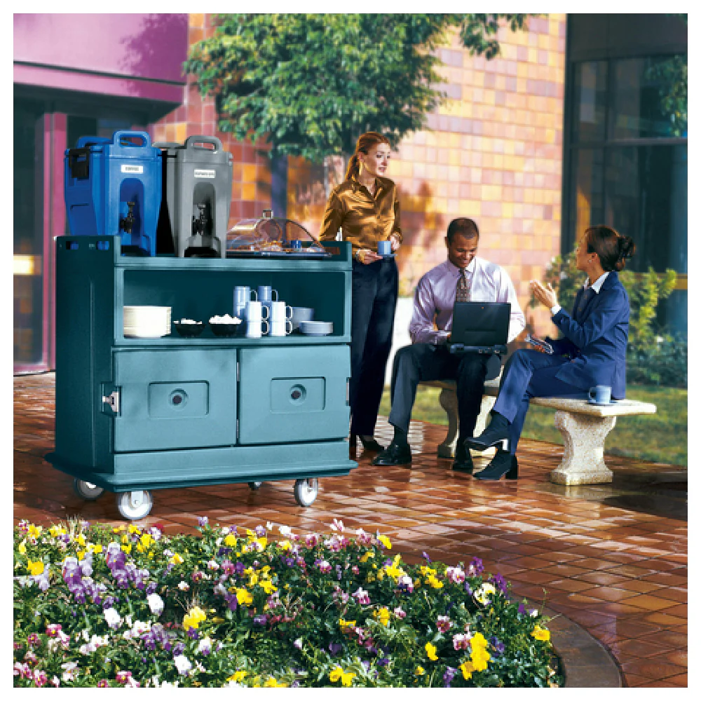 Cambro MDC24F401 44-1/2 Inch Beverage Service Cart Flat Top with Insulated Compartments and Casters Cambro MDC24F401 44-1/2 Inch Beverage Service Cart Flat Top with Insulated Compartments and Casters
