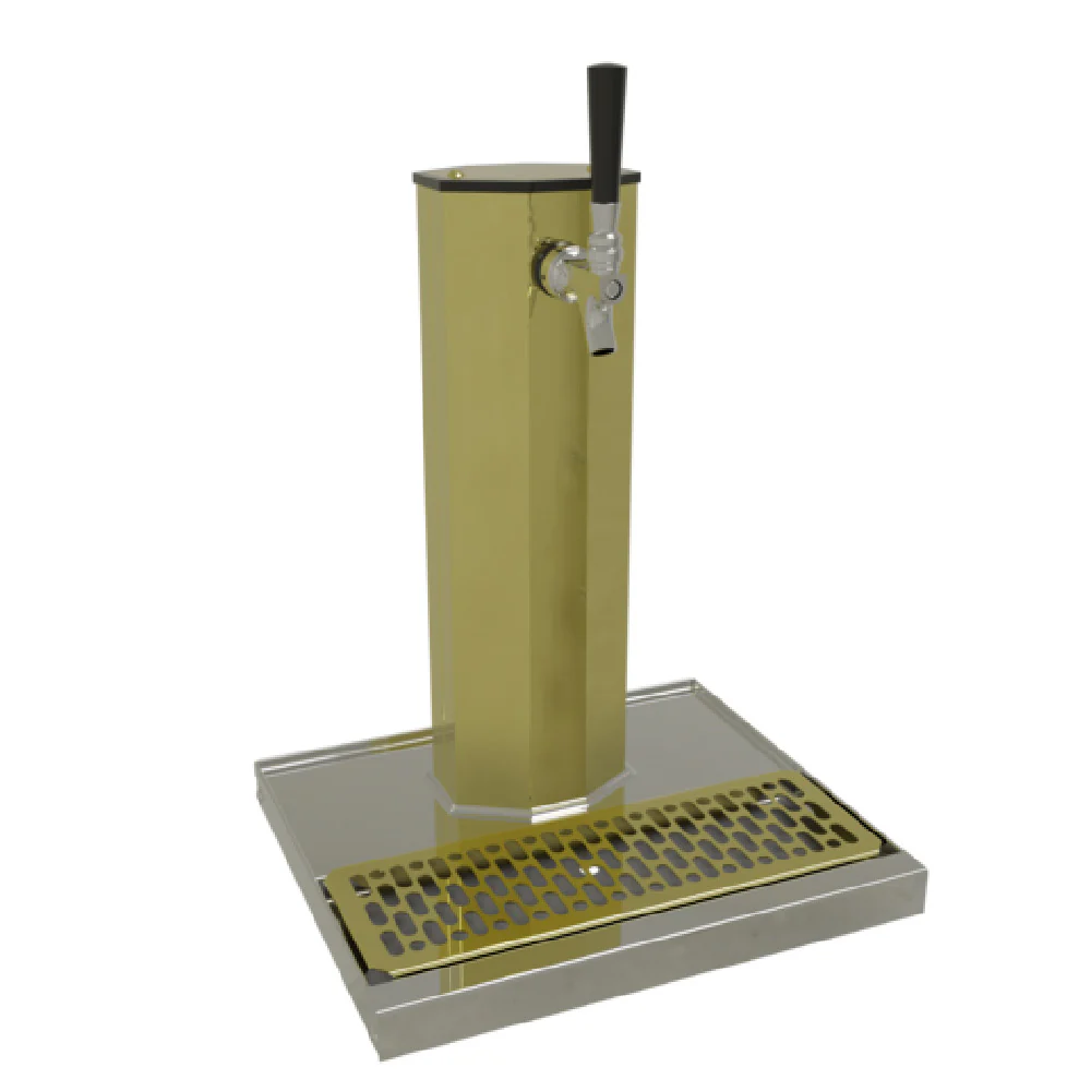 Glastender CT-1-PBR 14 Inch Countertop Glycol Cooled Draft Beer Dispensing Tower Stainless Steel with Brass Finish Glastender CT-1-PBR 14 Inch Countertop Glycol Cooled Draft Beer Dispensing Tower Stainless Steel with Brass Finish