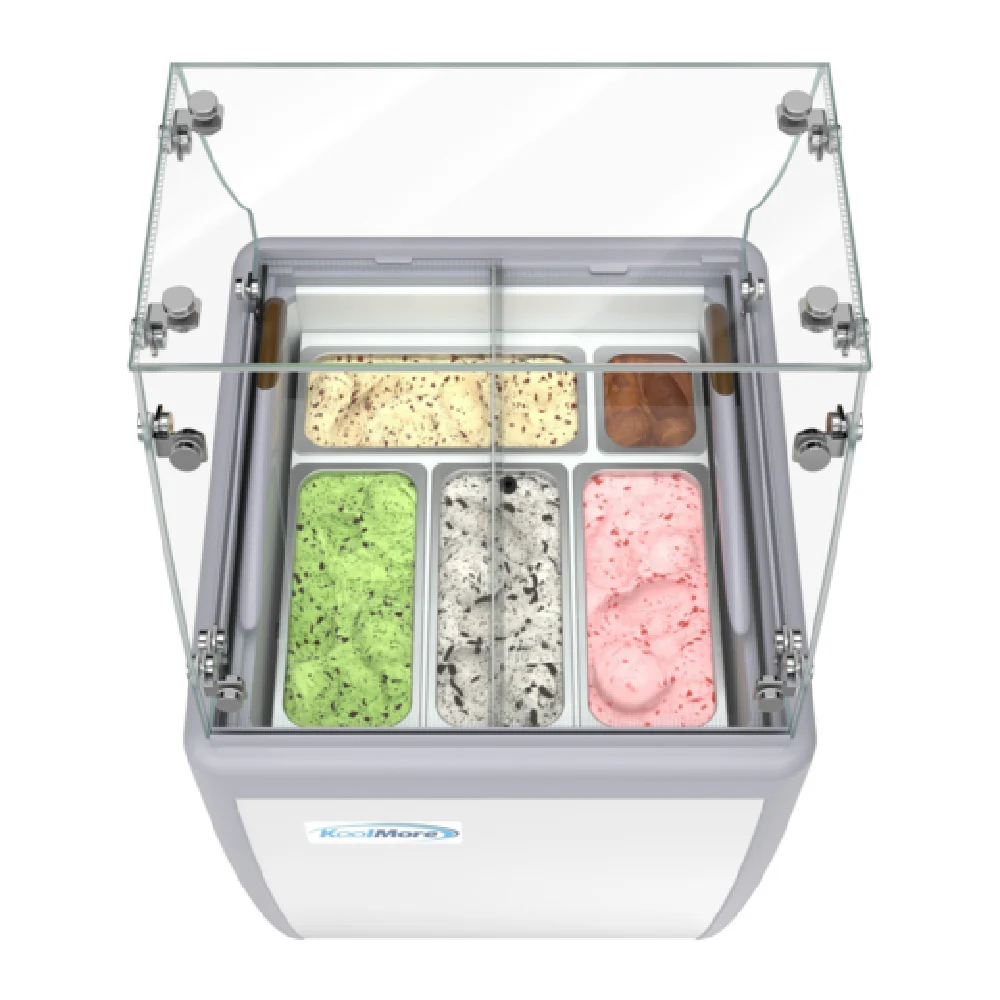 Koolmore KM-GDC-26SD-FG 26 Inch Gelato Dipping Cabinet Display Freezer with Sneeze Guard Koolmore KM-GDC-26SD-FG 26 Inch Gelato Dipping Cabinet Display Freezer with Sneeze Guard