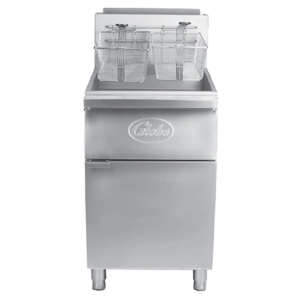 Globe GFF80PG 38 Inch High Capacity Gas Deep Fryer Liquid Propane 80 Lbs Oil Capacity 30,000 BTU