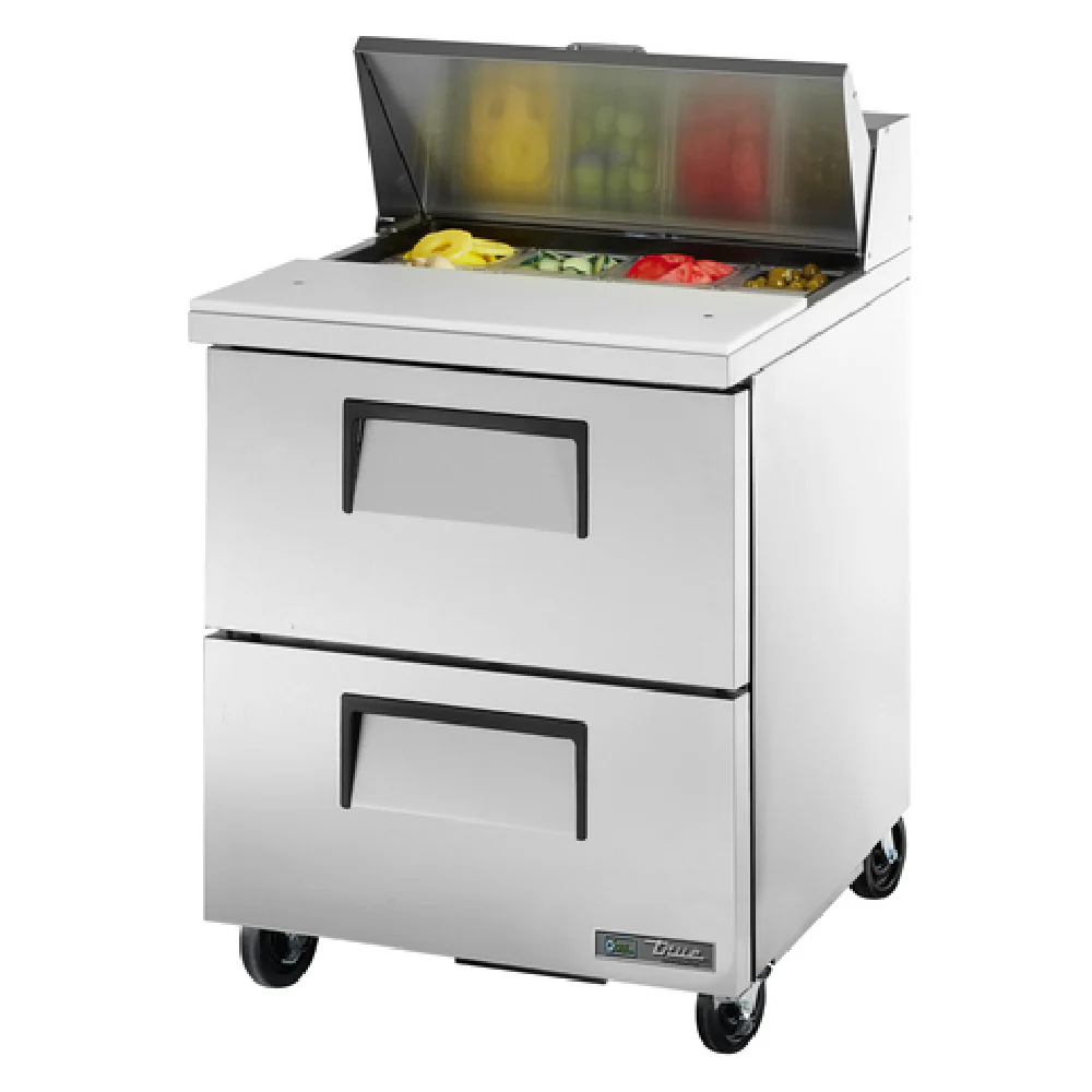 True Refrigeration TSSU-27-08D-2-HC 27 Inch Sandwich Salad Unit with Stainless Steel Insulated Cover and Cutting Board