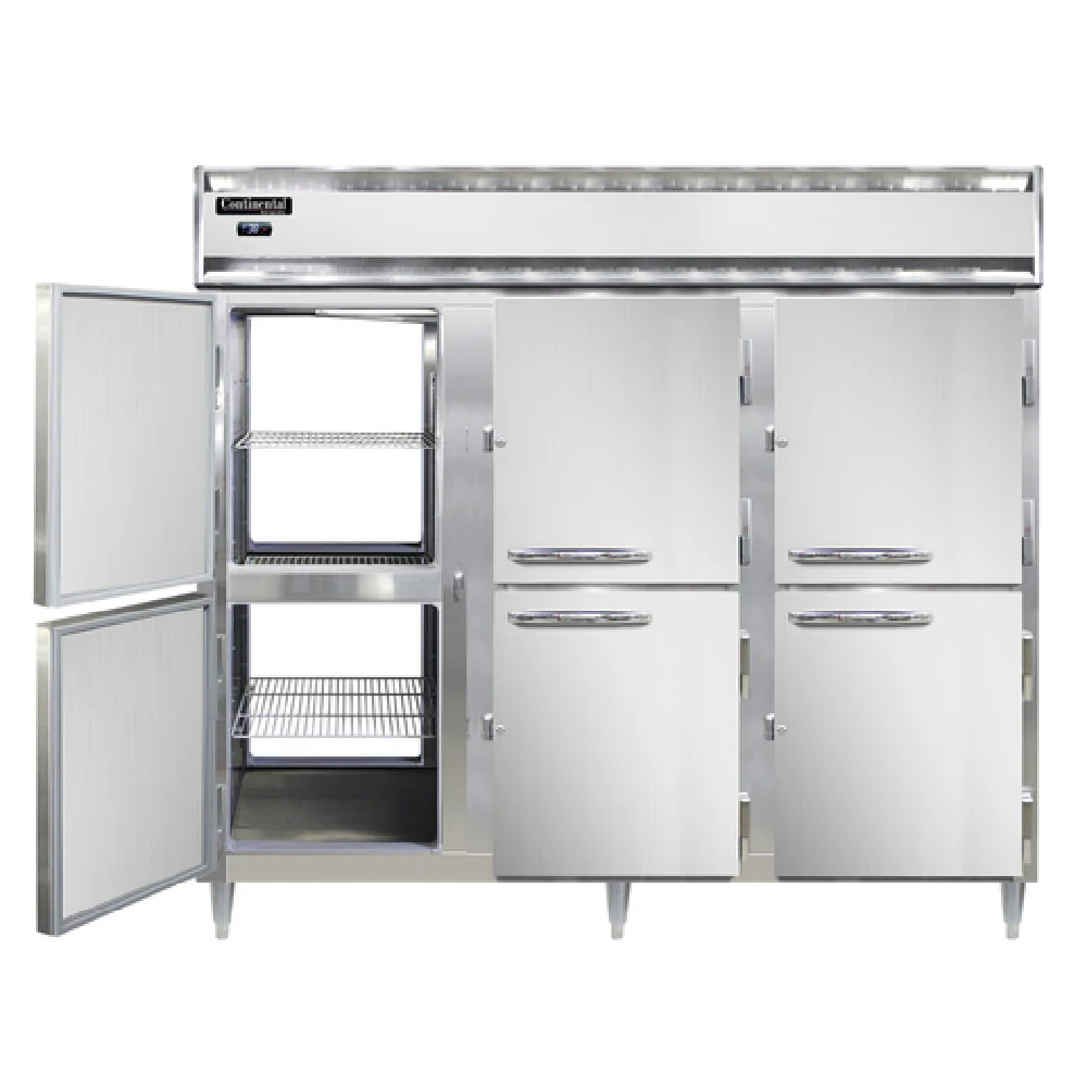 Continental Refrigerator DL3FE-PT-HD 85-1/2 Inch Pass-Thru Freezer 3 Section Aluminum and Stainless Steel Continental Refrigerator DL3FE-PT-HD 85-1/2 Inch Pass-Thru Freezer 3 Section Aluminum and Stainless Steel