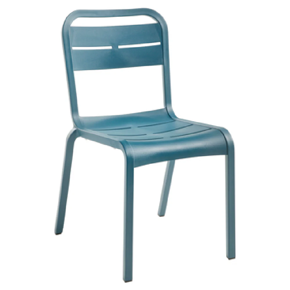 Grosfillex UT110784 Side Chair Indoor Outdoor Contoured Resin Mineral Blue