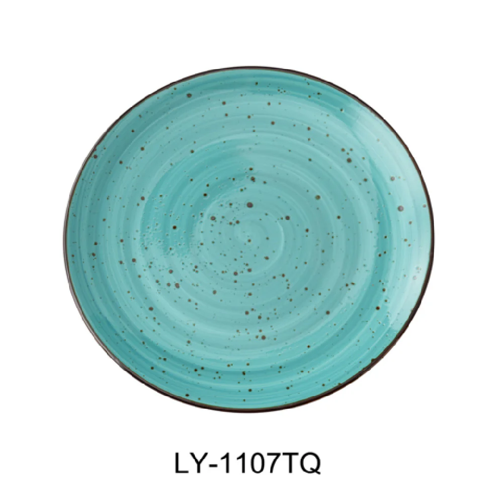 Yanco LY-1107TQ 7-1/4 Inch Coupe Round Plate Porcelain Glazed Turquoise