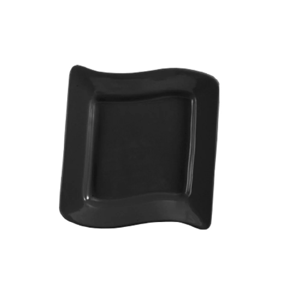 CAC China SOH-21-BLK 12 Inch Square Plate Wavy Black Ceramic Dinnerware CAC China SOH-21-BLK 12 Inch Square Plate Wavy Black Ceramic Dinnerware
