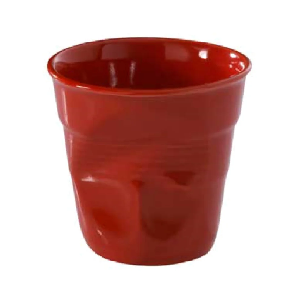 Revol 636513 6-1/4 Oz Cappuccino Tumbler Crumpled Round Porcelain Pepper Red