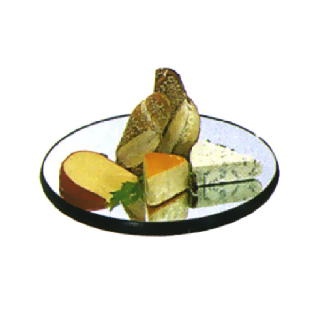 Geneva 271 12 Inch Diameter Round Mirror Tray Rimless Glass Black Vinyl Edges