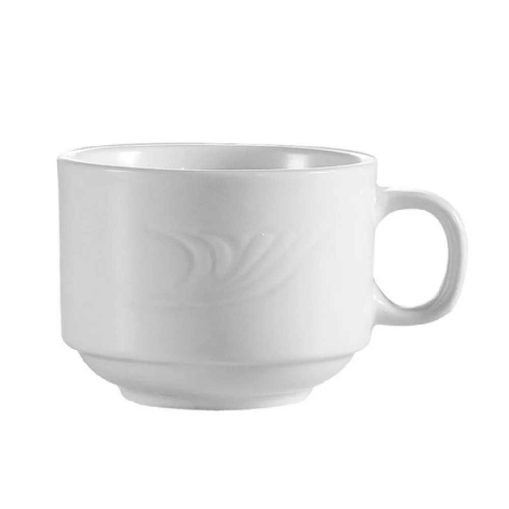 CAC China RSV-1-S 8 Oz Coffee Cup Commercial Porcelain Round Stacking Super White